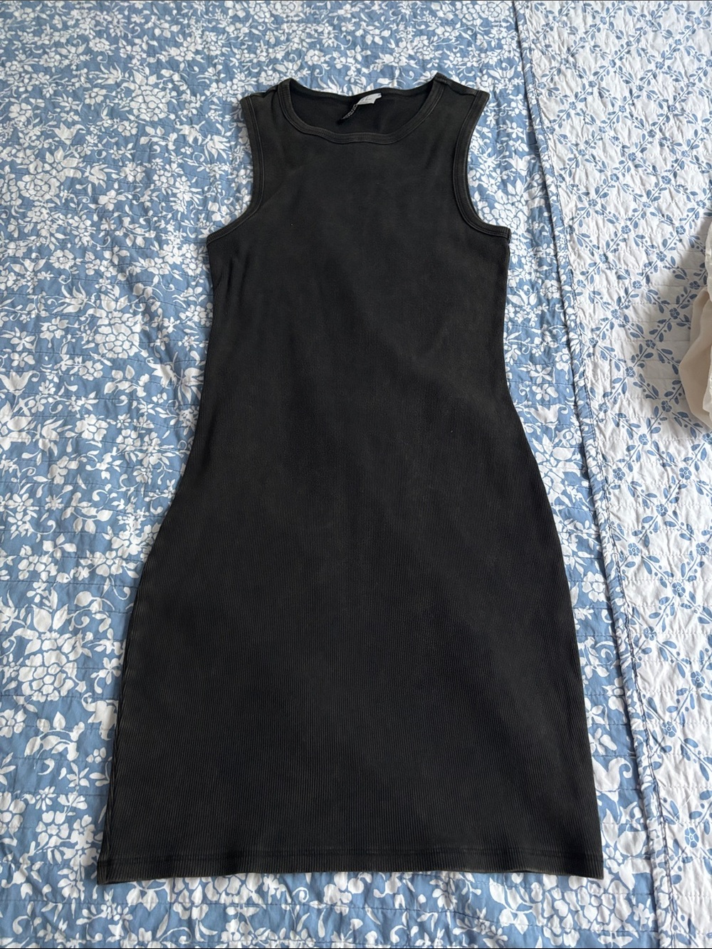Divided Black Sleeveless Ribbed Mini Dress
